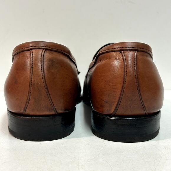 FULLY RESOLED Alden 3556 Plaza Penny Loafer Burnished Dark Tan Calfskin USA 10 D - Picture 7 of 13